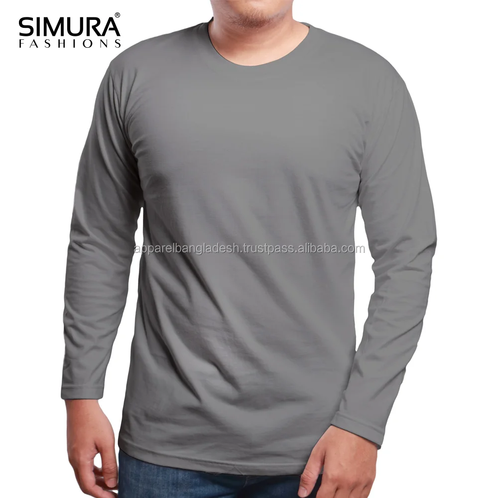  100% хлопок стандартное качество однотонная Джерси повседневная одежда мужская футболка с длинным рукавом платье