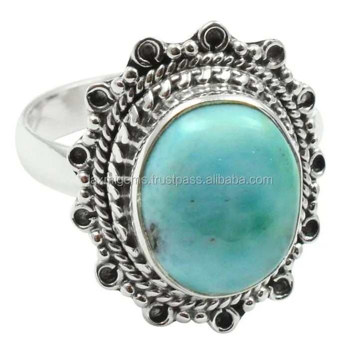 Wholesale Silver Jewelry Supplier Sitapura Jaipur 925 Sterling Silver Natural Larimar Gemstone Ring