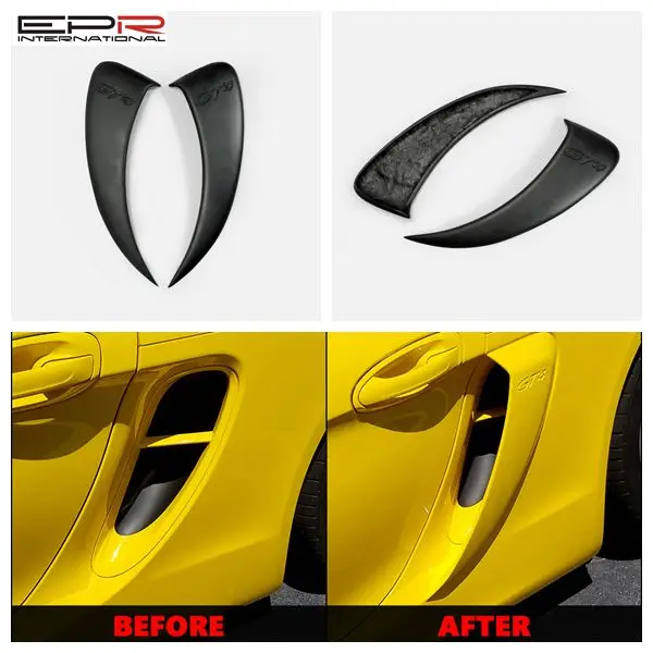 Auto Parts Carbon Fiber Fender Side Air Intake Vents For Porsche 981 Boxster GT Type Side Duct Vents