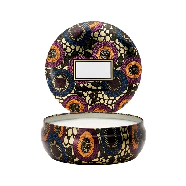 round with clear lid candle custom tin box