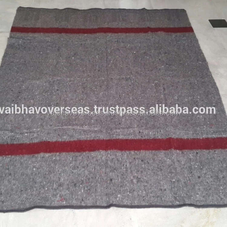 Wholesale Wool Stripe Institutional Blankets 55% Polyester 35% Acrylic 10% Mix Fiber Woven in India Avior Brand