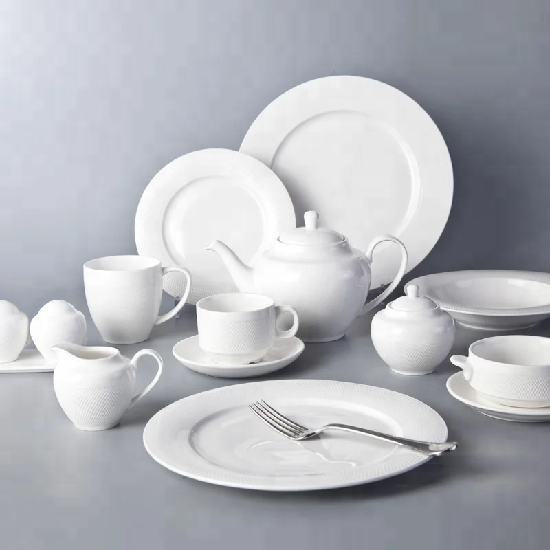 Customizable Hotel Elegant White Porcelain Dinnerware Sets