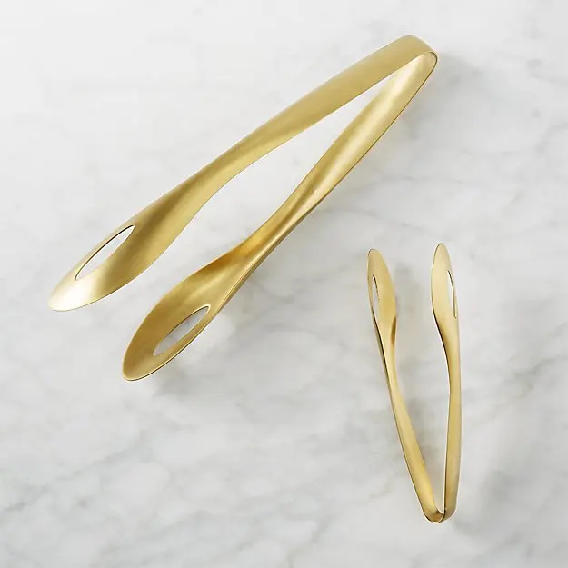 Brass Metal Kitchen Serving Tongs Food Clip Tongs for Home Hotel Restaurant Bar Usage Kitchenware Accessories