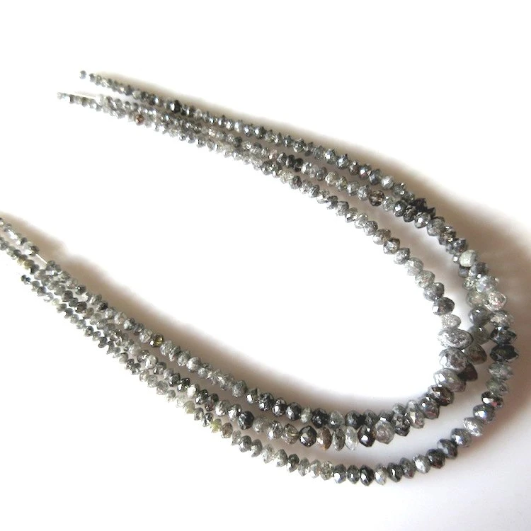 Genuine Dark Gray Faceted Diamond Beads Strands Necklace 3 mm to 5 mm,Beads Strands,Gray Natural Diamond Beads