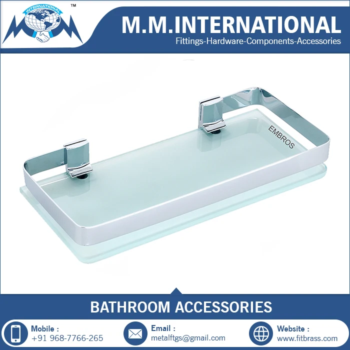 Bathroom Glass Corner Shelf with froasted and tempered glass manufacturer from india