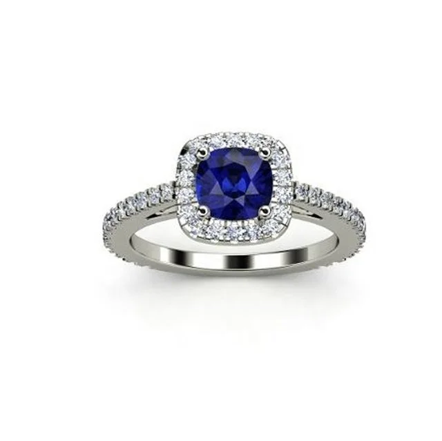 High Quality Natural Precious Gemstone Rings 14K White Solid Gold Gemstone Diamond Wedding Rings