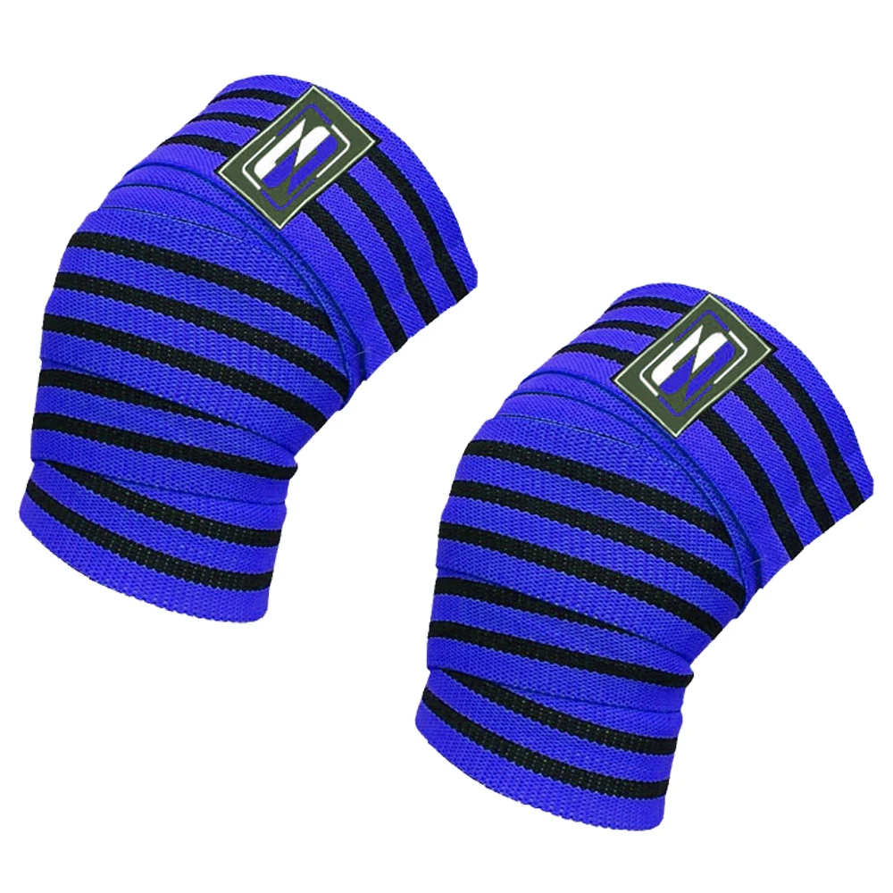 Custom Color Gym Weightlifting Elastic Knee Wraps New Design Rubber Belt Protector for Men and Women with Logo