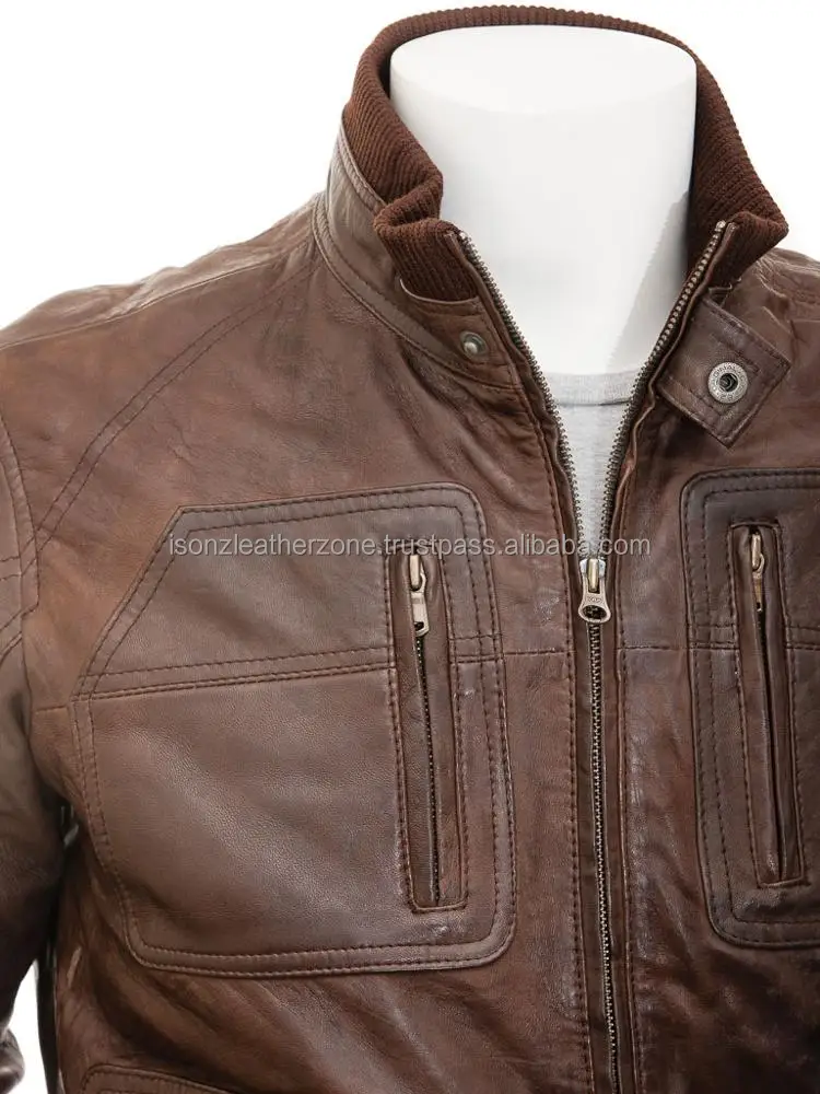 Wholesale Price Latest Design Motorcycle Woodland Man Genuine Leather Flight Bomber Jacket