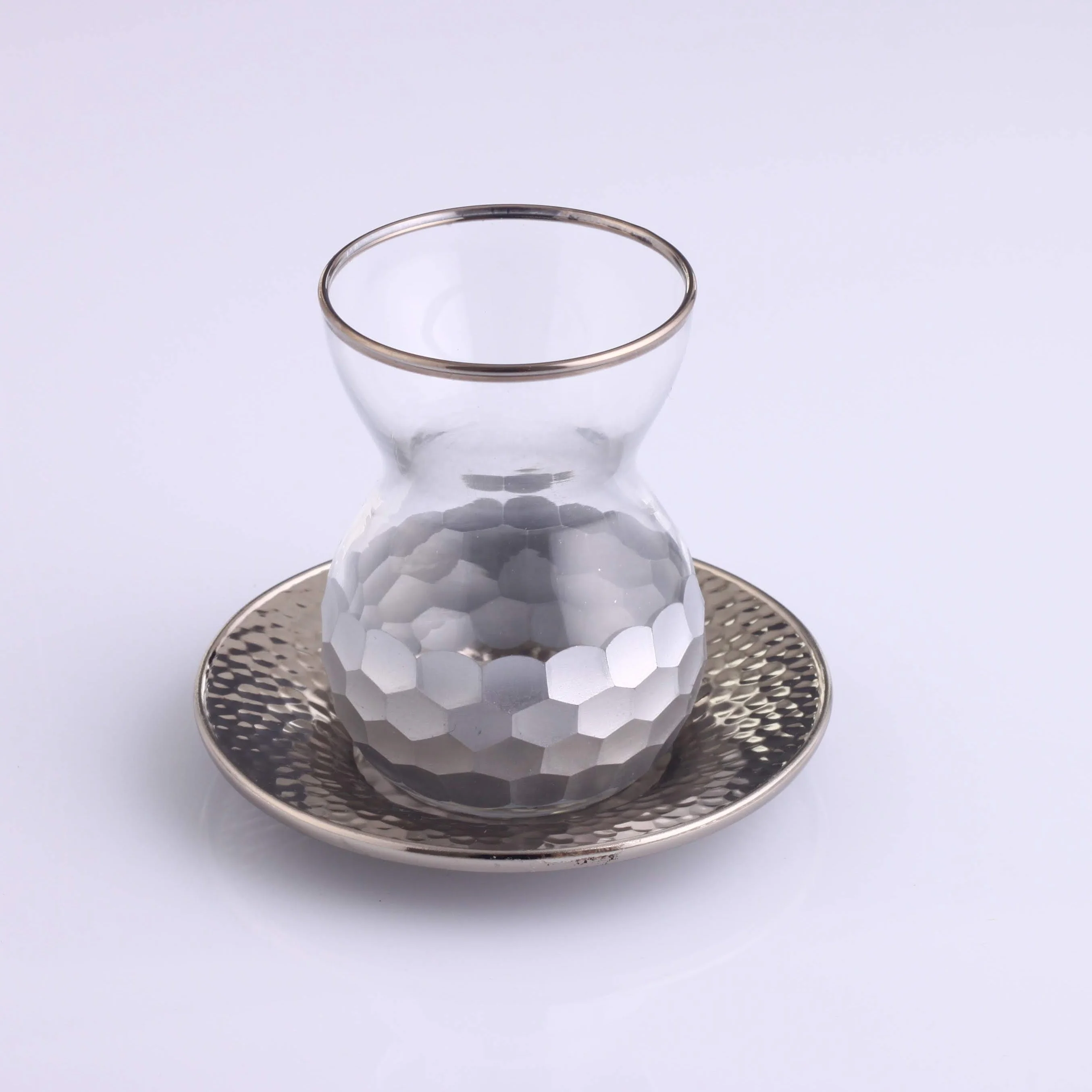 841-063 Tea Set (6 Tea Cups + 6 Saucers), Decor: Petek, Color: Silver