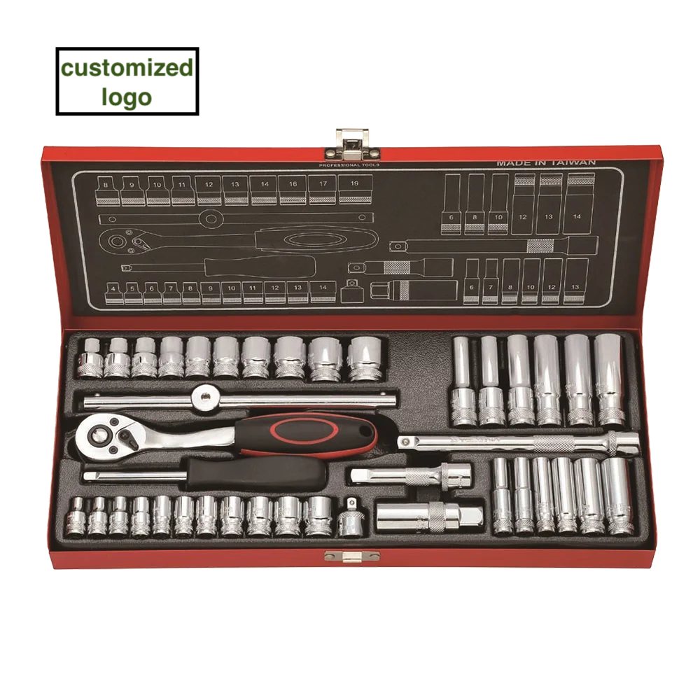 Taiwan auto repair metric 1/4 and 3/8 40pcs socket wrench set ratchet wrench
