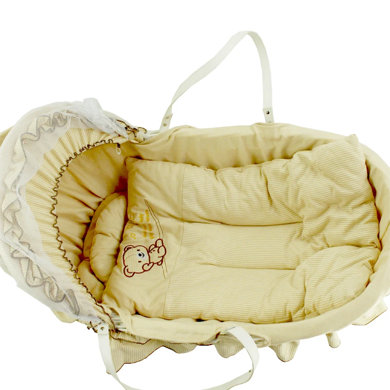 Младенческая Bassinet ручная плетеная детская корзина Моисей новорожденная кроватка + дневная кровать 100% работа прочная
