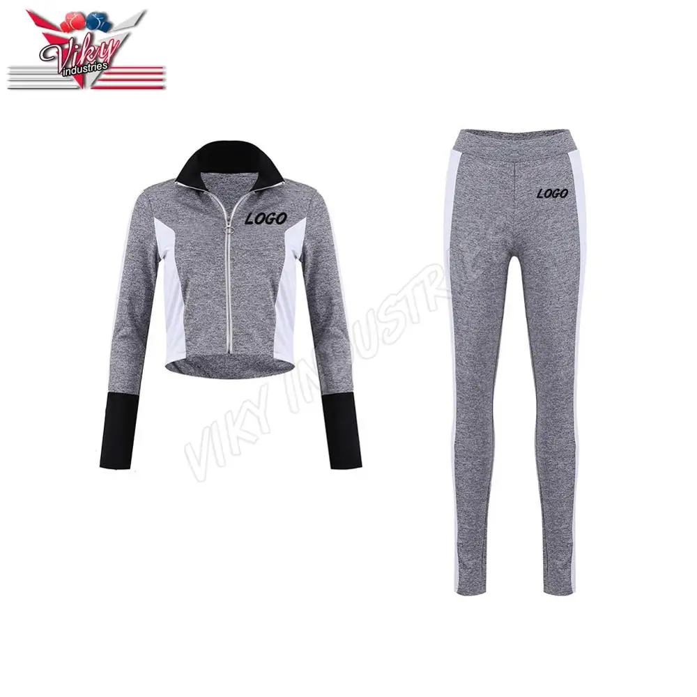 Casual Women Tracksuit 2Pcs Ladies Long Sleeves Crop Top Zipper Sweatshirt Coat Pants Set Lounge Wear Casual Suit
