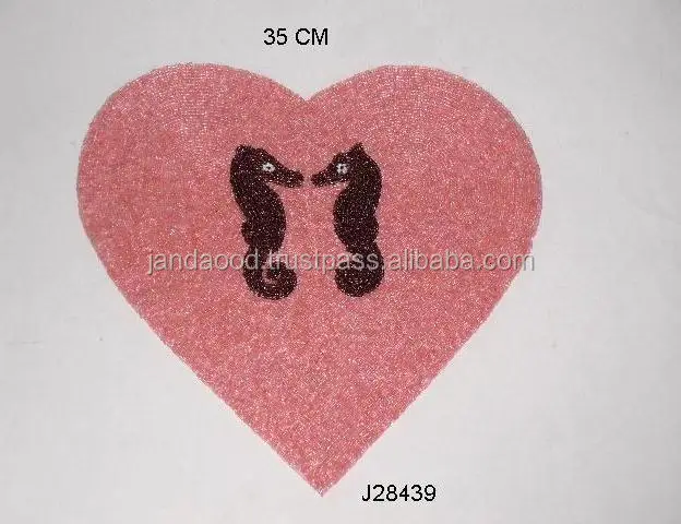
Heart shape Glass bead place mat in Pink colour with patterns other colours also available 