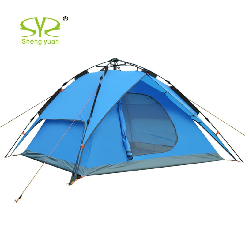 3-4 Person Windbreak Camping Tent Dual Layer Waterproof Pop Up Open Anti UV Tourist Tents For Outdoor Hiking Beach Travel