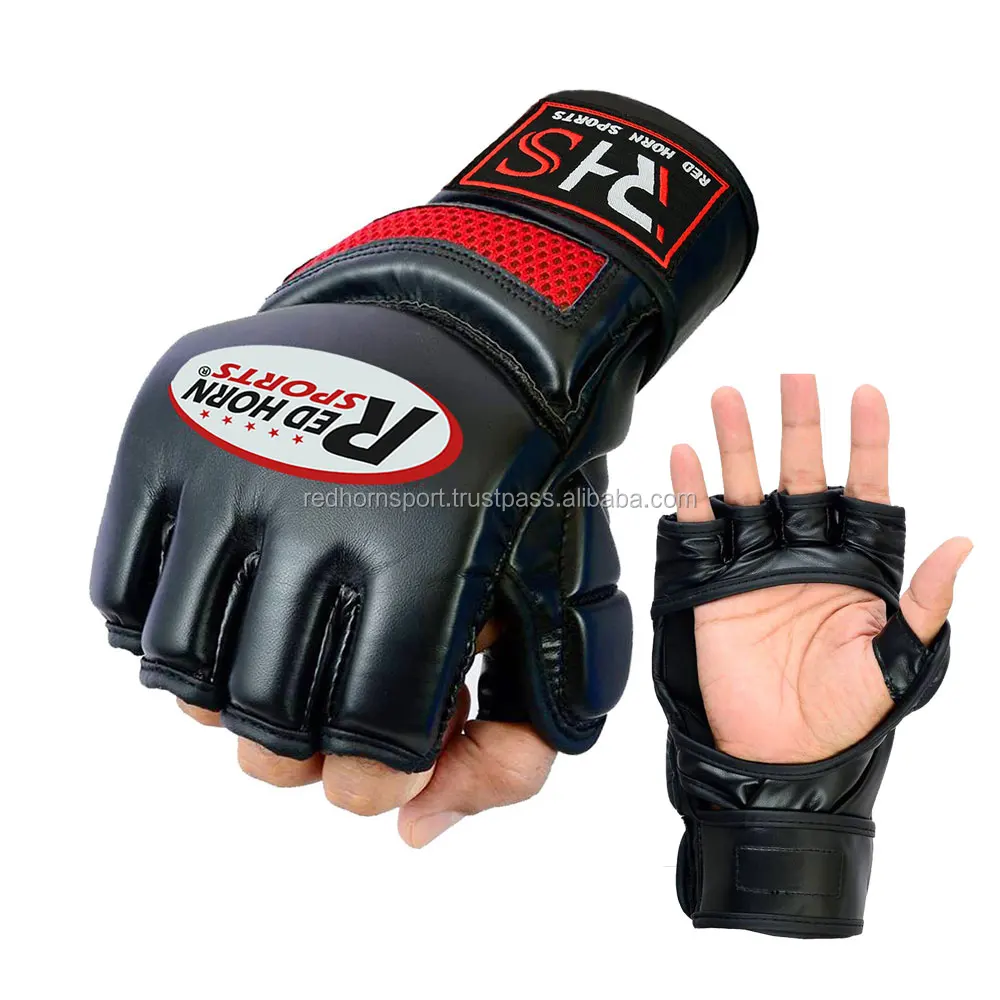 Grappling Fight Punch Ultimate Mitts Leather Half Finger Boxing MMA Gloves guantes mma sparring gloves professional mma gloves