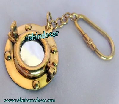 Limited Nautical Marine Key Chain Brass Porthole Mirror Key Chain Antique