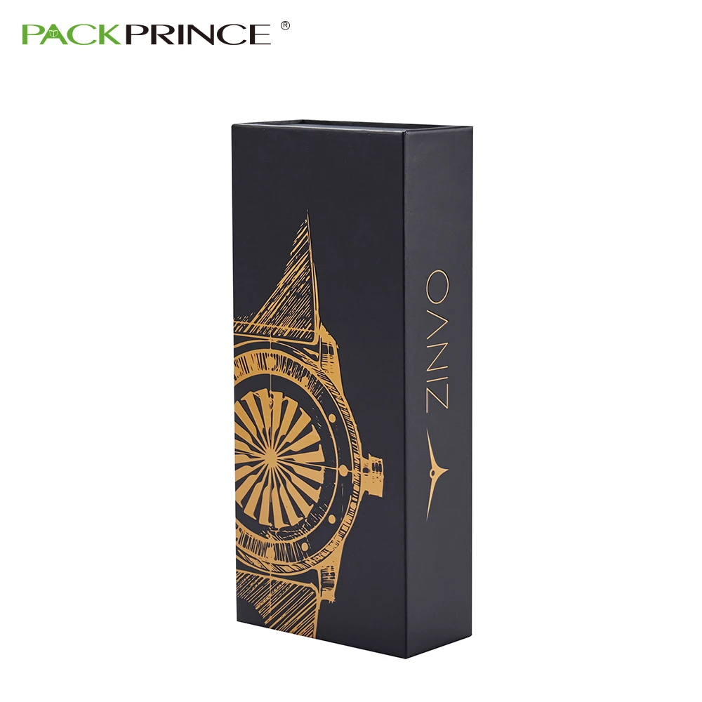 Элегантный черный мужской ремешок для часов, упаковка с вставкой из ЭВА, индивидуальный картон из твердой бумаги, одинарная коробка для часов