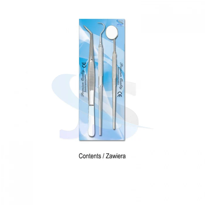 Dental Examination Set Tweezer/Mirror/Probe /pack of 3 pieces
