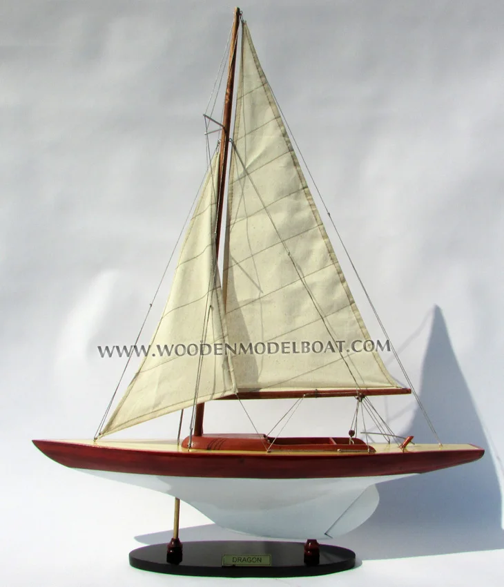 DRAGON PAINTED WOODEN MODEL BOAT_ WOODEN HANDICRAFT MODEL