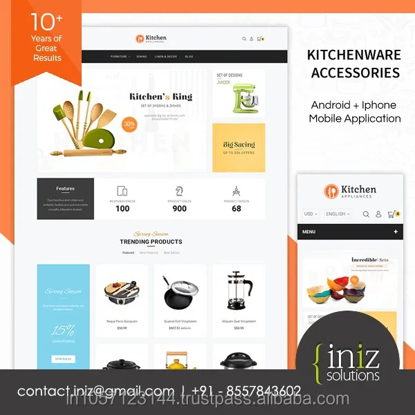 Дизайн веб-сайта для кухонных принадлежностей и аксессуаров | Лучшая и профессиональная компания по разработке веб-сайтов в Индии | Великобритания | США