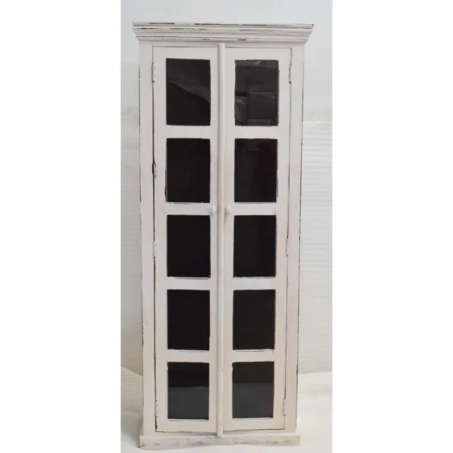 Classic European Scandinavian Style Trends  Solid Wood Glass Doors Display Showcase Storage Whitewash Color Wardrobe Cabinet