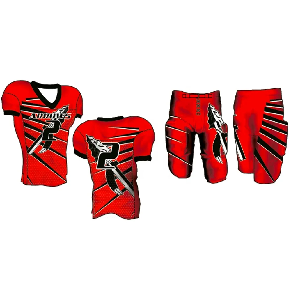 
Top Quality 100% Polyester Heavymesh Custom Sublimated Short Sleeve American Football Jersey 