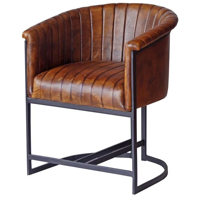Elegant Design Industrial Leather & Iron Chair