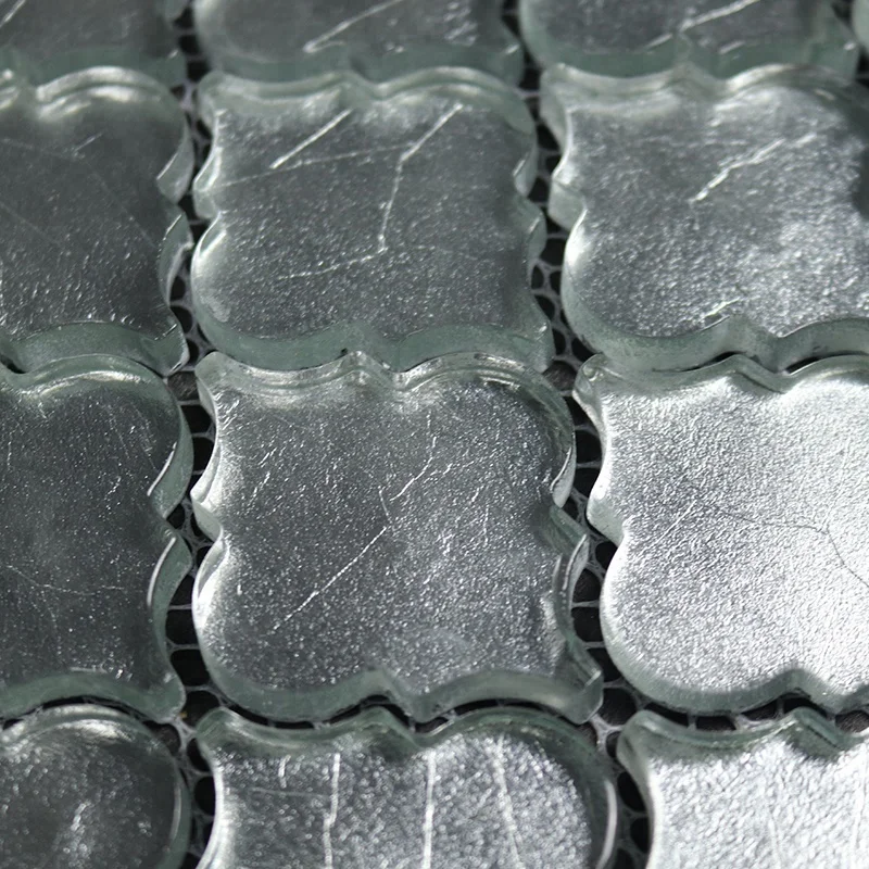 Foil Backed Subway Kitchen Glossy Decorative Glass Arabesque Mosaic Lantern Mosaic Tile