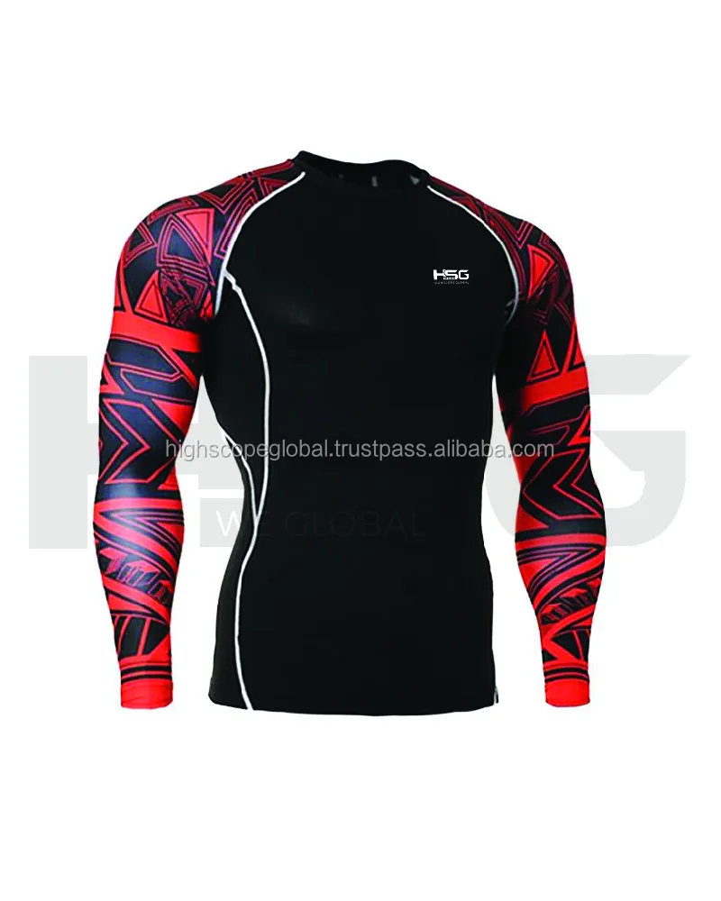 MMA Rash Guards Tops Custom Compression Shirts Long Sleeve Sublimation Shirt RashGuard for Men