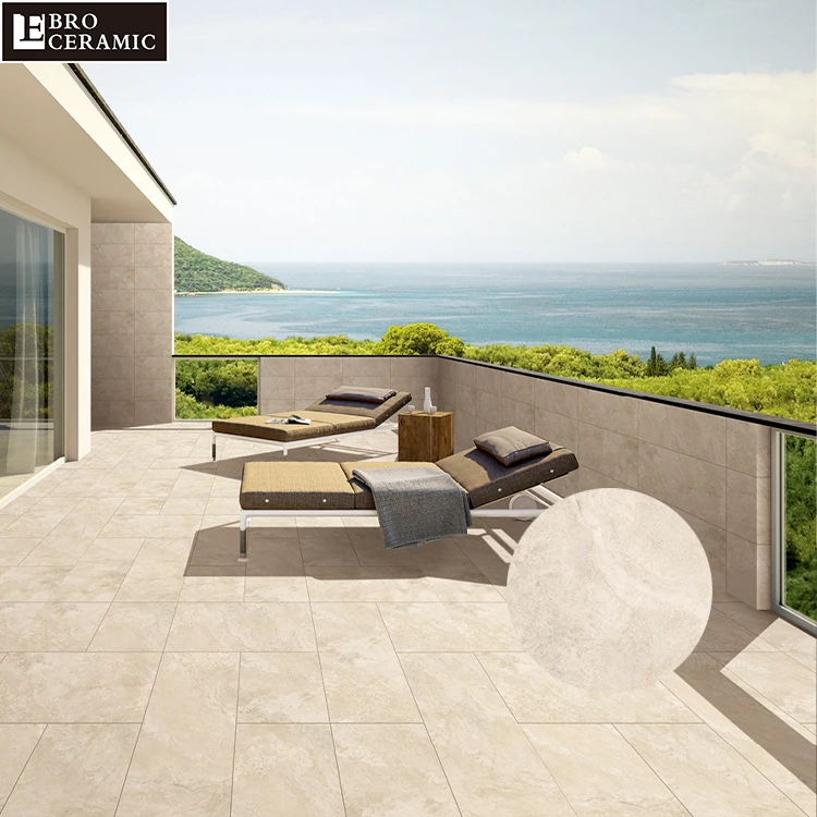beige grey non slip R11 travertine look ceramic outdoor tile 20mm porcelain outdoor tile China