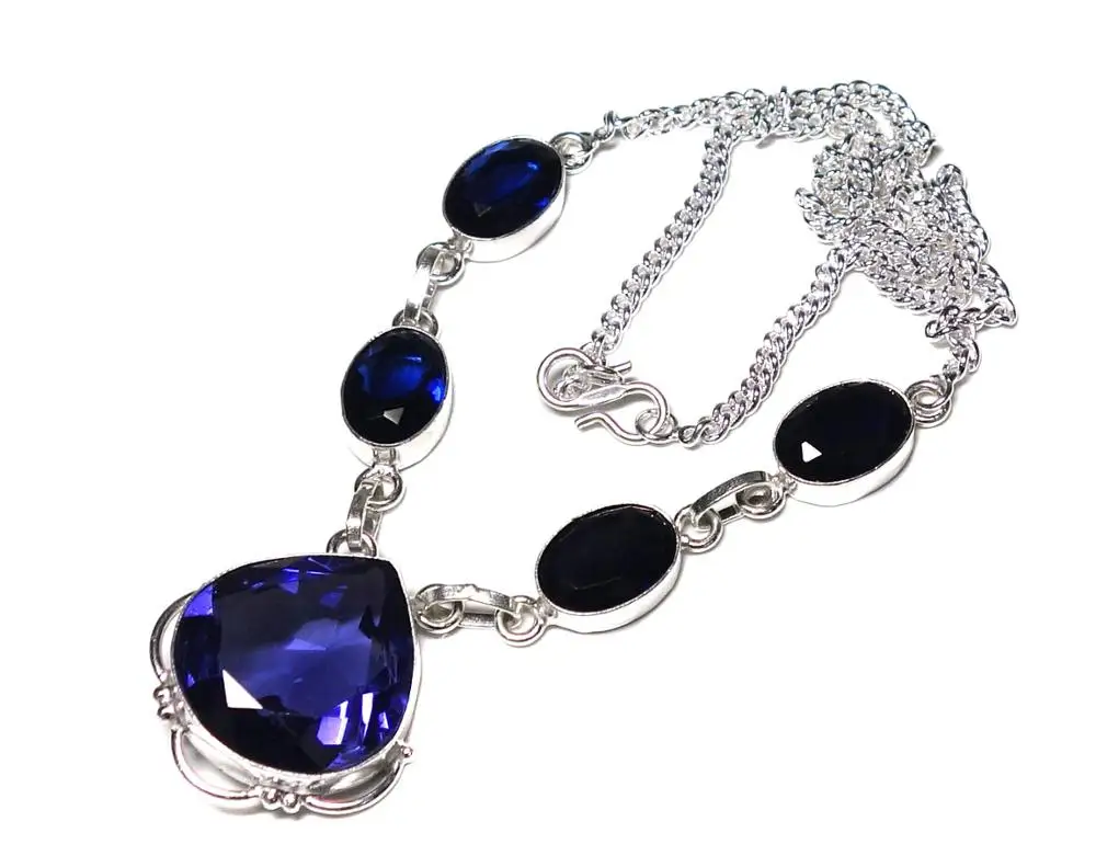 
faceted tanzanite quartz awesome 925 silver plated factory price women necklace 