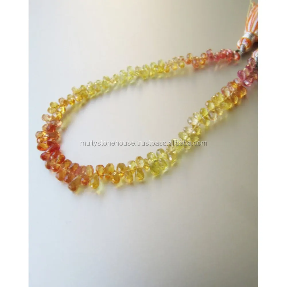 Желтый сапфир граненые капли briolette beads