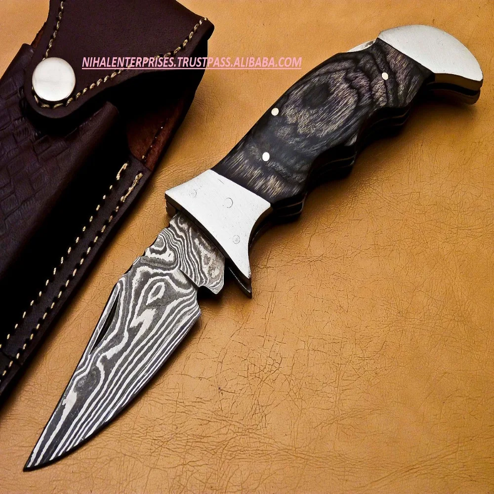 
 Превосходный карманный складной нож из дамасской стали ручной работы  