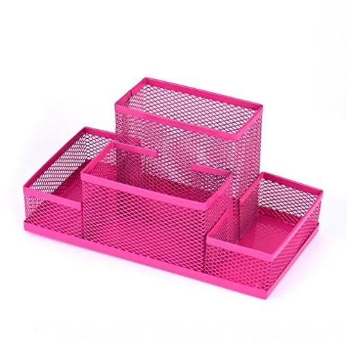 Metal desk mesh organised Pink Powder Coated desk organised Metal desk Home Office Pen Pencils Holder
