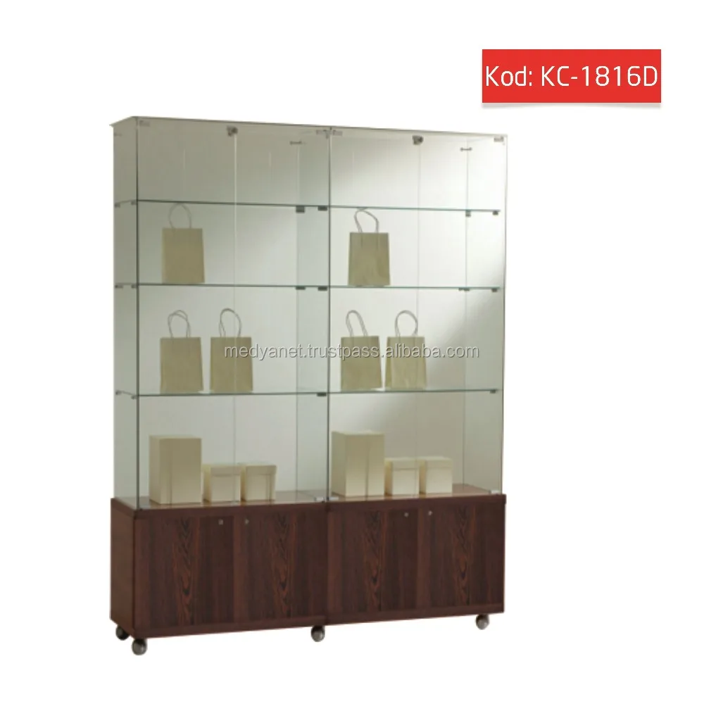 Turkish Best Quality Manufacture Frameless Tempered Full Viison Glass Display Showcase Cabinets Museum Stand