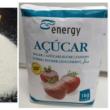 Crystal white sugar in 1 kg paper bag
