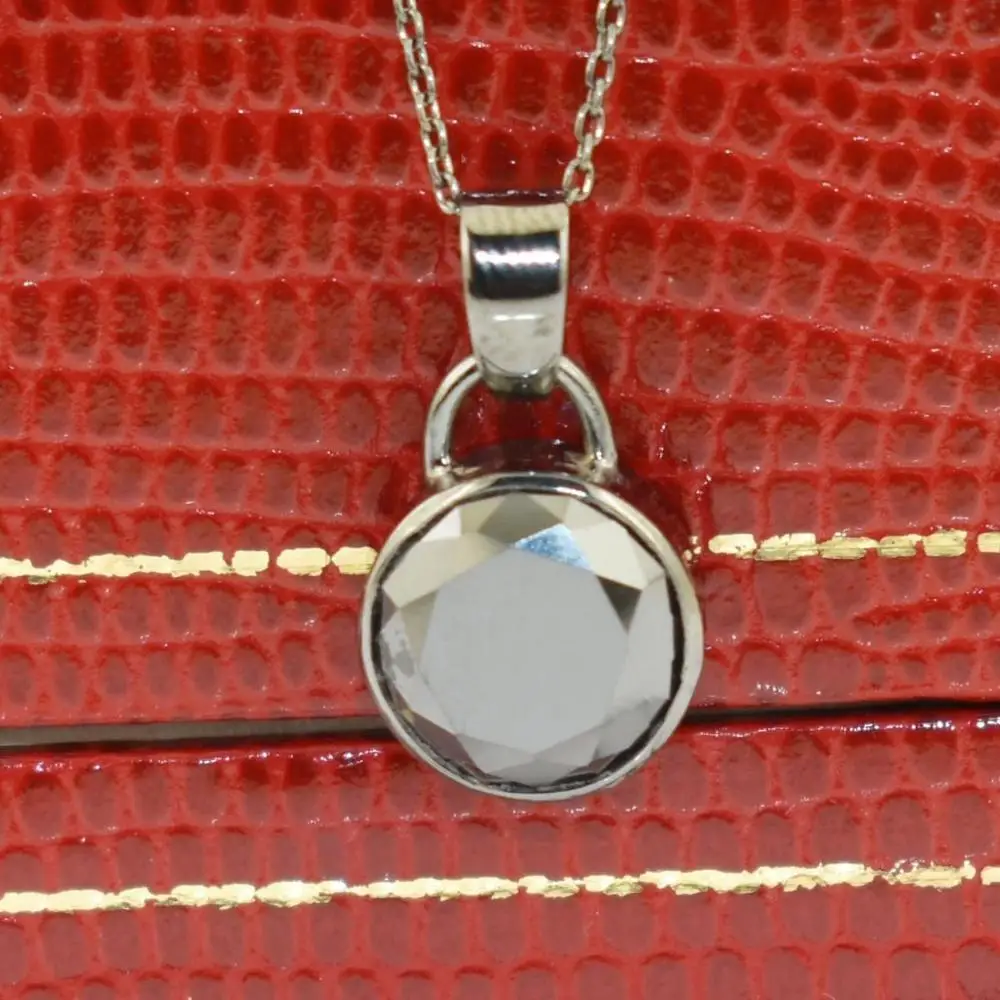 2.00 Carat Round Brilliant Cut Black Diamond Solitaire Pendant 14k White Gold , Natural Black Diamond,diamond pendant jewelry