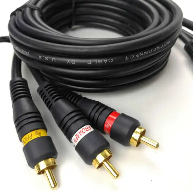 High quality coaxial 3rca to 3rca male 5 m audio video cable