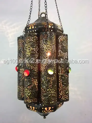 B162 Floral Egyptian Style Pierced Hand-Engraved Lamp / Lantern