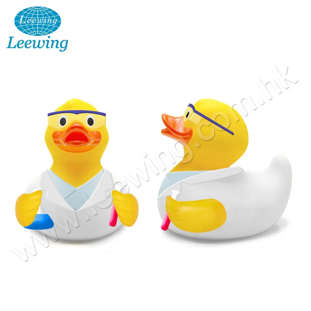 High Quality Plastic PVC Professor Scientist Professional Yellow Rubber Duck Bath Toy