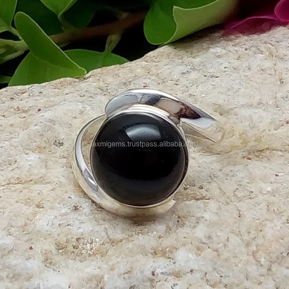 Men Women Oval Round Pear India Natural Gemstone Stone Cabochon 925 Sterling Silver Tiger Eye Ring