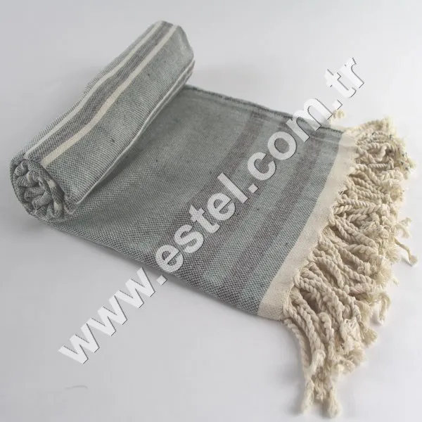 Wholesale 100 % Cotton Pestemal Best Sellers Turkish towel hammam beach pool spa natural cotton Dark Green & Black Lara Towel