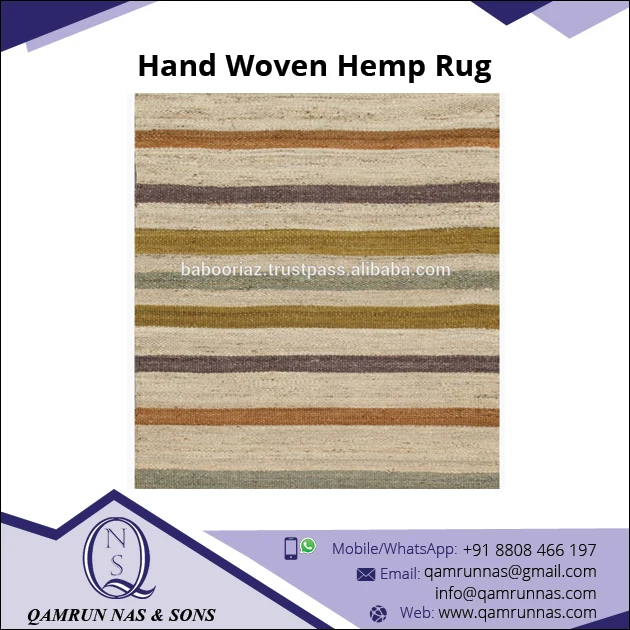 2019 New Arrival Best Quality Striped Colorful Hemp/Jute Rug for Living Room
