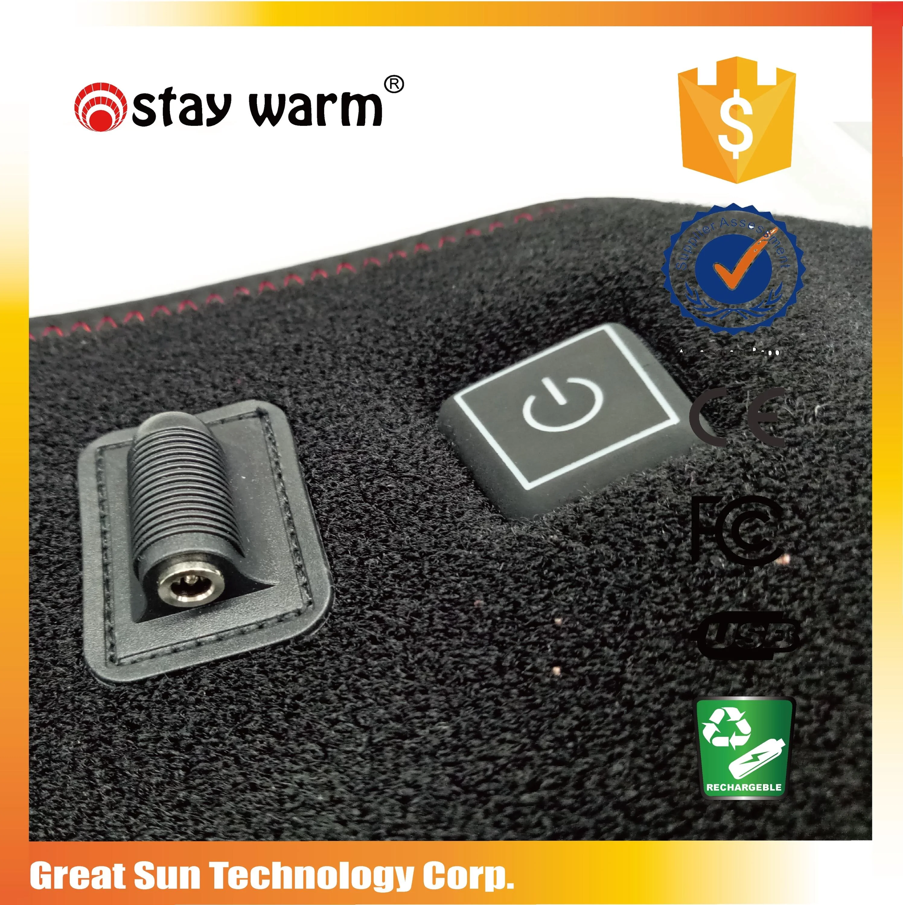 5V USB  Far Infrared Heating Knee Brace Pad Wrap With 3 Heat Settings For Pain Relief Health Care