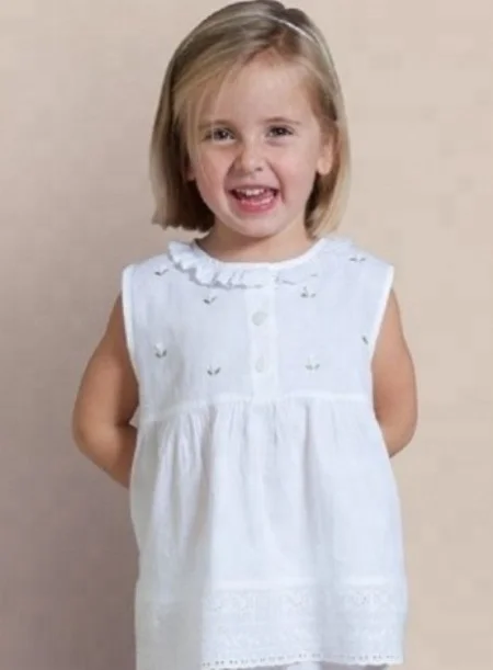 Baby cotton flower embroidery White colour dress clothing for girl