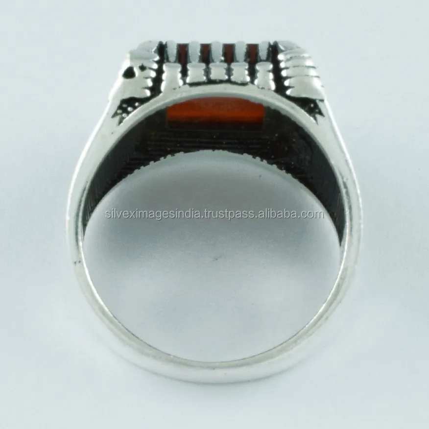 Attractive Carnelian Stone Handmade 925 Sterling Silver Ring Wholesaler India