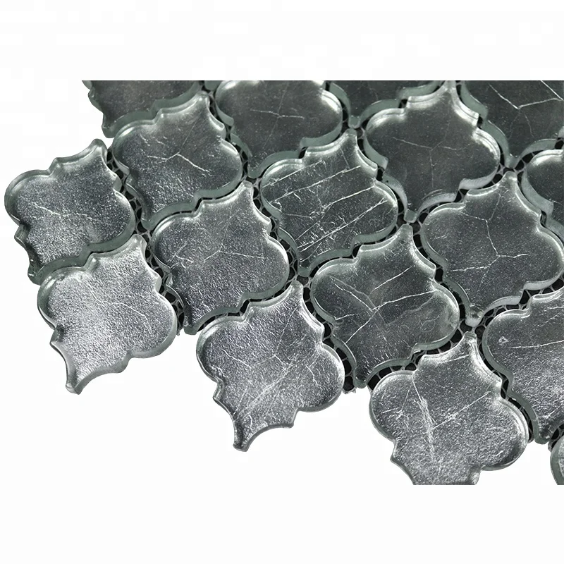 Foil Backed Subway Kitchen Glossy Decorative Glass Arabesque Mosaic Lantern Mosaic Tile