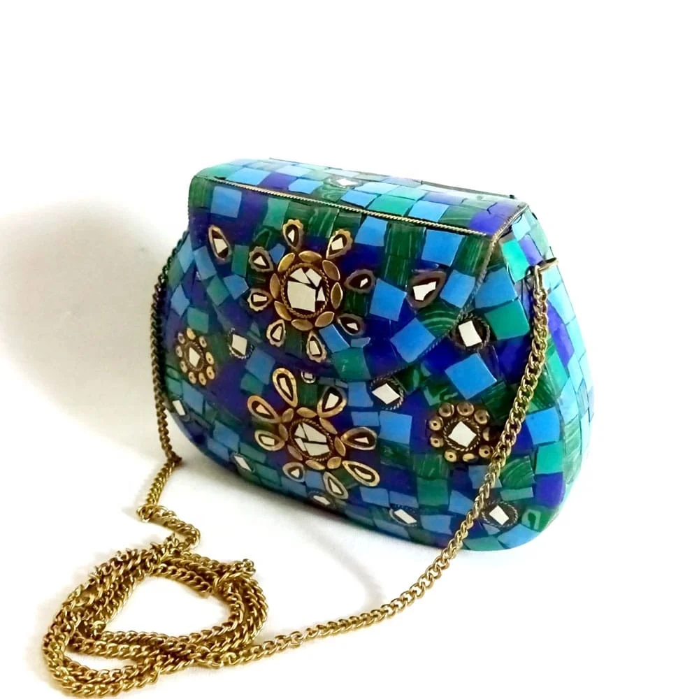 Beaded Resin Evening Bag Wedding Ladies Clutch Bags Custom Metal Frame Envelope Clutch Bag for Women Guru Kirpa Export House