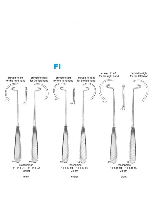 Deschamps Ligature Needle Blunt for right hand 21cm 04/Surgical Suture instruments/Surgical Instruments