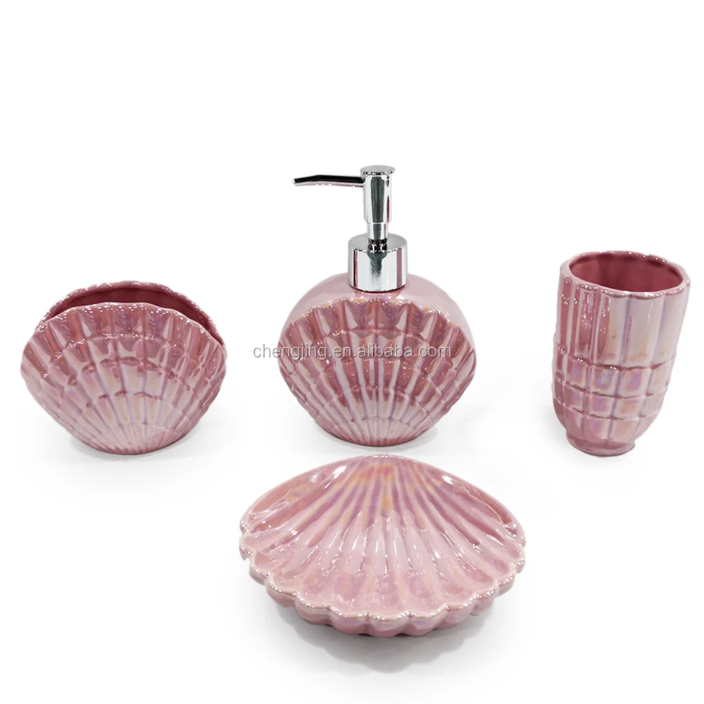 China Wholesale Red Head  Shower Resin Bathroom Accessories Sets For Hotel